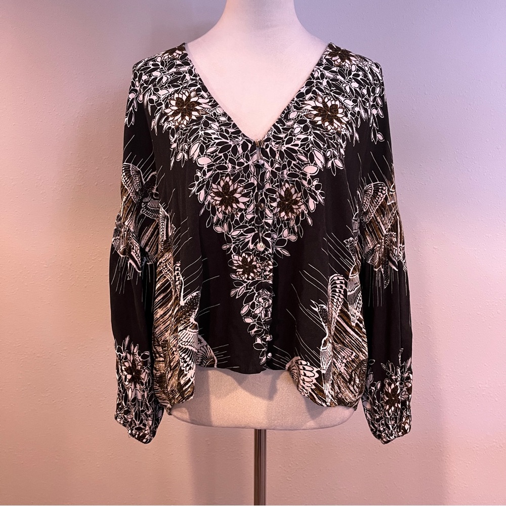 Free People‎ Birds Of A Feather Floral oversized Blouse